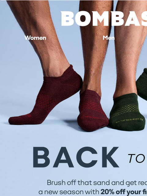 bombas newsletter: 20% Off Your Biggest Sock Upgrade Ever