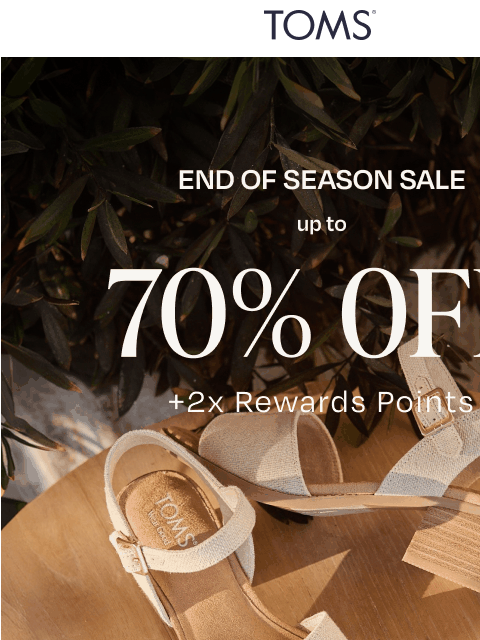 toms newsletter: Up to 70% Off: Kick It in Canvas