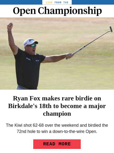 golfdigest newsletter: BREAKING: Ryan Fox wins Open Championship on closi...