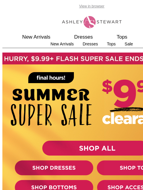 ashleystewart newsletter: 🚨FNL HRS🚨FLASH $9.99 SUPER SALE