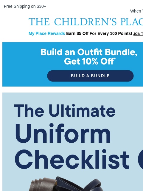childrensplace newsletter: The Ultimate Uniform Checklist ✔️