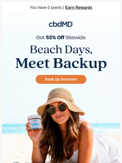 cbdmd newsletter: Beach Day Backup Is 55% Off