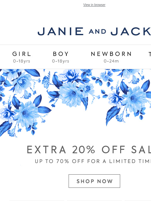 Up to 70% off so many styles. View in browser Stores Janie and Jack Girl Boy Newborn Tween Janie and Jack Girl Boy Newborn Tween Girl Boy Newborn Girl Newborn Boy Accessories Sale Gift Services Refer A