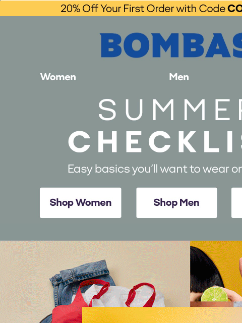 bombas newsletter: Get 20% Off Your Summer Checklist 