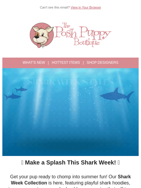 poshpuppyboutique newsletter: 🦈 It’s Shark Week! Dive Into Jaw-Some New Looks f...