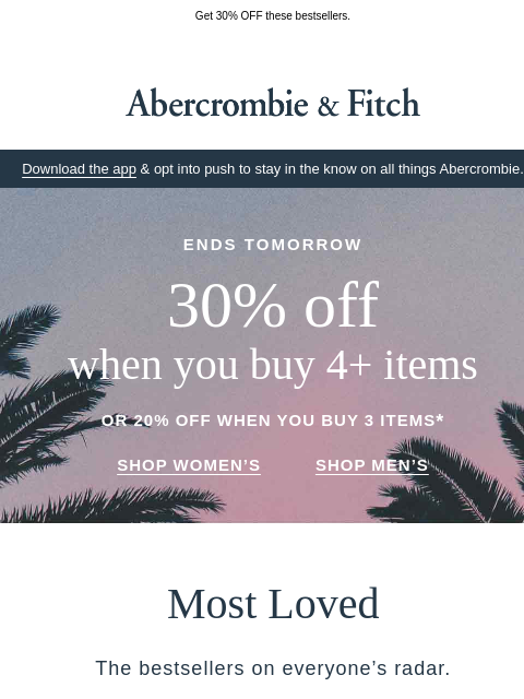 abercrombie newsletter: Introducing your Most Loved.