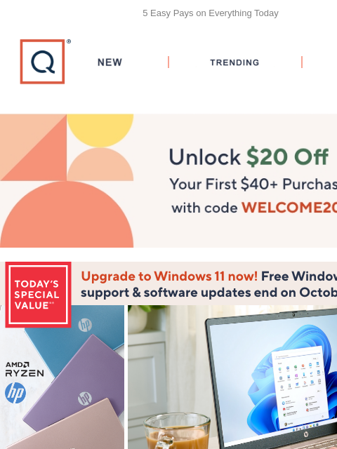 qvcemail newsletter: New HP Touch Laptop Ships Free + Get $20 Off