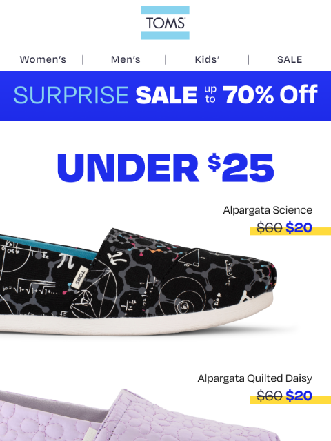 toms newsletter: Take up to 70% Off Iconic Alpargatas & Espadrilles