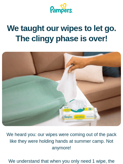 pampers newsletter: Try our 1-wipe pull 💪