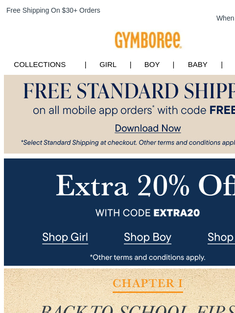 gymboree newsletter: Back-to-School Collections for Every First + Extra...