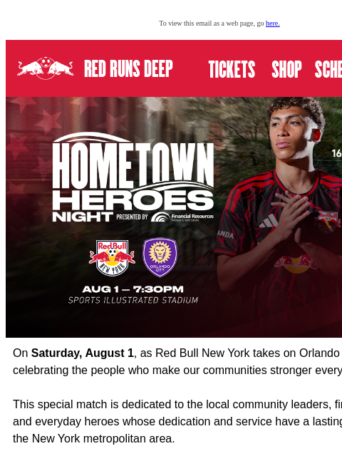 newyorkredbulls newsletter: Join Us as We Honor Our Community Heroes on August...