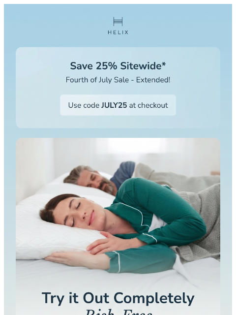 helixsleep newsletter: Sitewide savings, completely risk-free