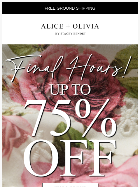 aliceandolivia newsletter: FINAL HOURS: Up to 75% Off
