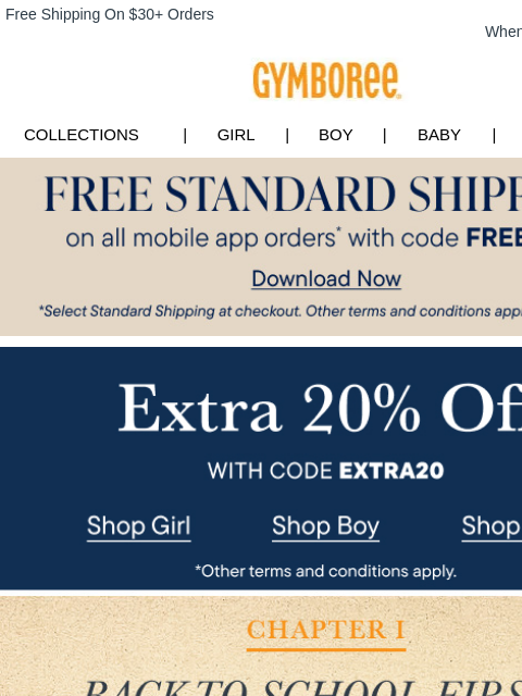 gymboree newsletter: Back-to-School Collections for Every First + Extra...