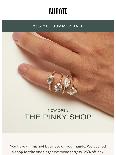 auratenewyork newsletter: 25% OFF NEW 💎 PINKY RINGS