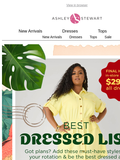 ashleystewart newsletter: FINAL CALL⚠️shop $29.99 dresses