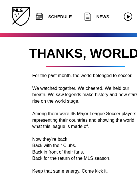 mlssoccer newsletter: Thanks, World. We'll take it from here.