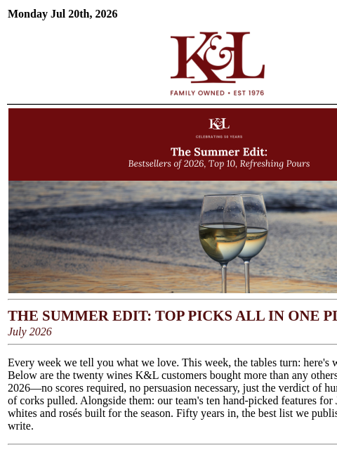 klwines newsletter: Best Sellers of 2026 (So Far) — Plus Our July Top ...