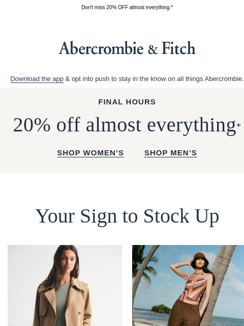 abercrombie newsletter: LAST CALL →