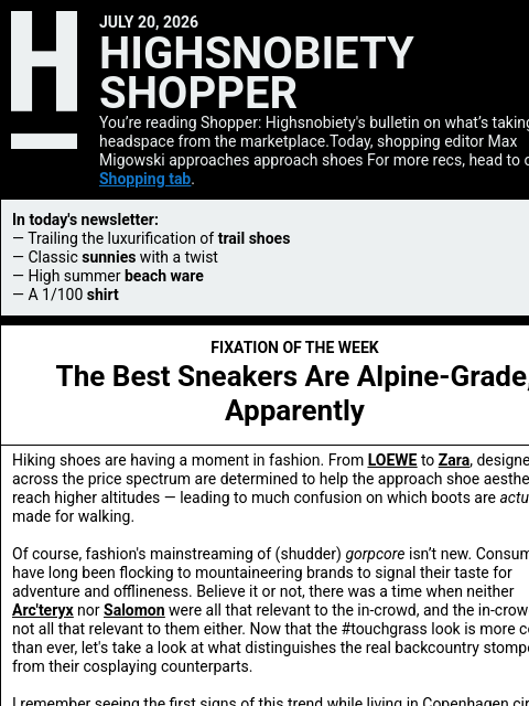 highsnobiety newsletter: Hiking Shoes Are On Every Designer's Moodboard