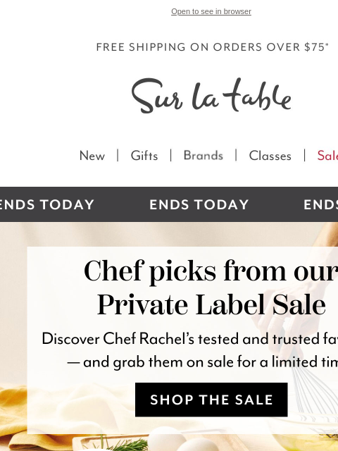 surlatable newsletter: Chef Rachel Favorites. Your Kitchen. Big Savings.