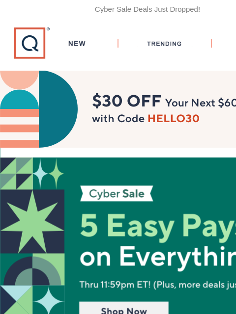 qvcemail newsletter: Cyber Monday Flash! 5 Easy Pays