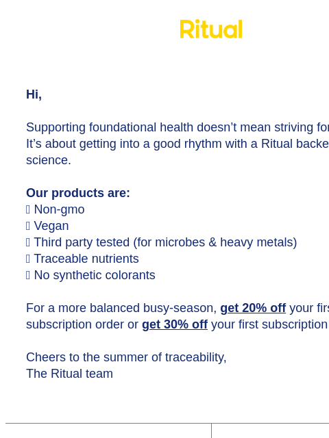 ritual newsletter: Traceability should be the baseline.