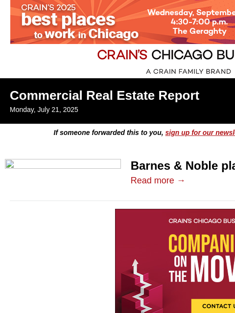 crainalerts newsletter: Barnes & Noble plans Oak Park store