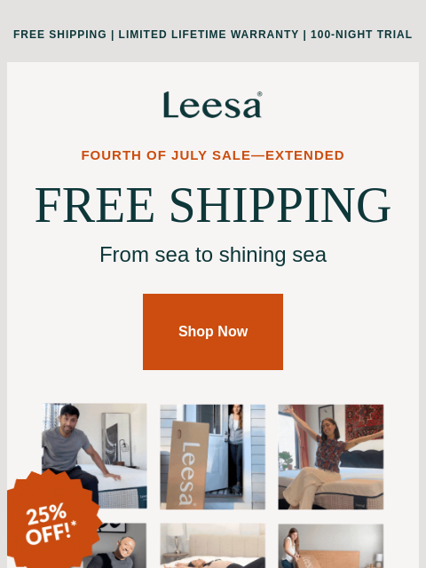 leesasleep newsletter: Free shipping from coast to coast 🇺🇸