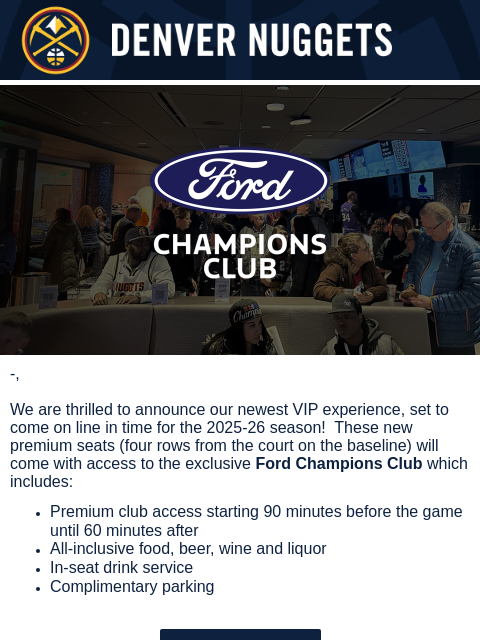 thedenvernuggets newsletter: Introducing Ford Champions Club