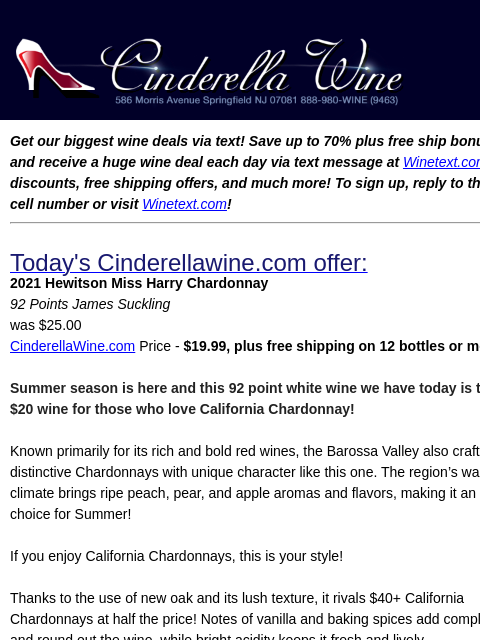 winelibrary newsletter: 2021 Hewitson Miss Harry Chardonnay (92 JS)  Free ...