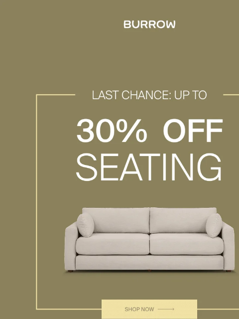 burrow newsletter: Ends tonight: up to 30% off your next seat upgrade