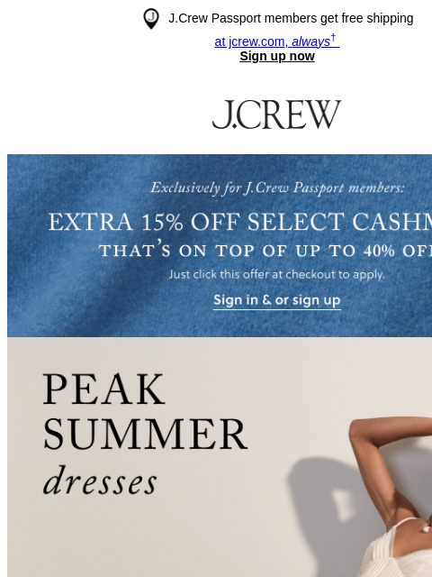 jcrew newsletter: Too hot to think? Wear these dresses...