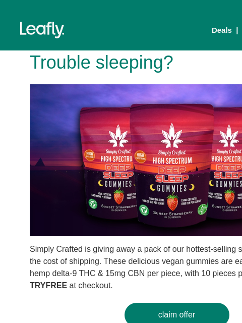 leafly newsletter: Free sleep gummies 😴