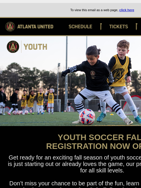 atlutd newsletter: Youth Soccer Fall Registration OPEN