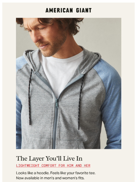 american-giant newsletter: The Lightweight Full Zip