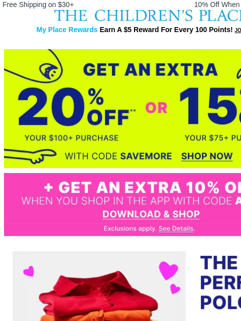 childrensplace newsletter: [ACT FAST] $5 & Up Polos + $7 & Up Uniform Bottoms...