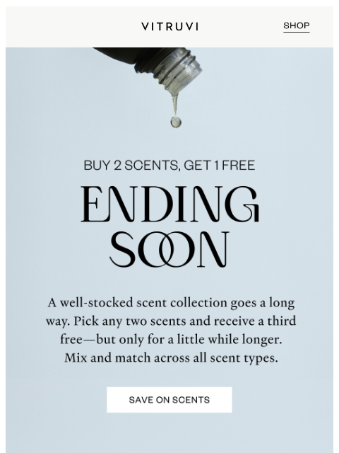 vitruvi newsletter: Ending Soon: Buy 2 Scents, Get 1 FREE 🌟