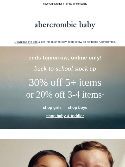 abercrombie newsletter: new baby & toddler denim is in