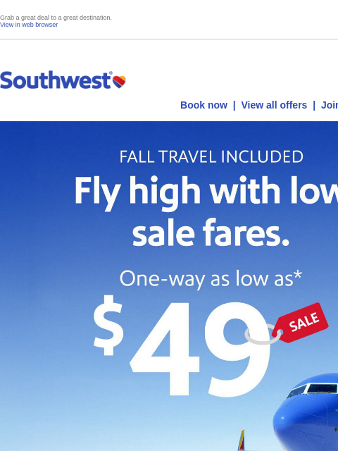 southwest newsletter: 🚨 Deal alert! $49 sale is on!