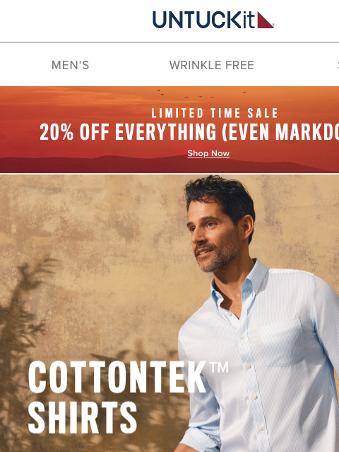 untuckit newsletter: On Sale: Performance + Cotton = CottonTek Shirts �...
