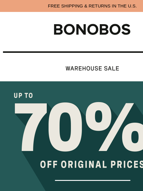 bonobos newsletter: Warehouse Sale: Extra 30% Off