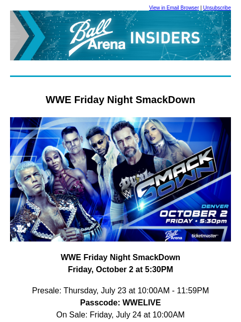kroenkeentertainment newsletter: WWE Friday Night Smackdown returns to Denver this ...