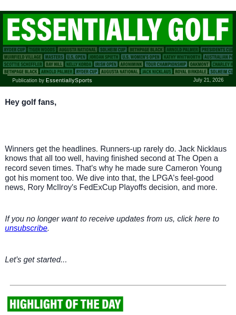 newsbreakexpress newsletter: Jack Ensures Cam Young Gets His Moment