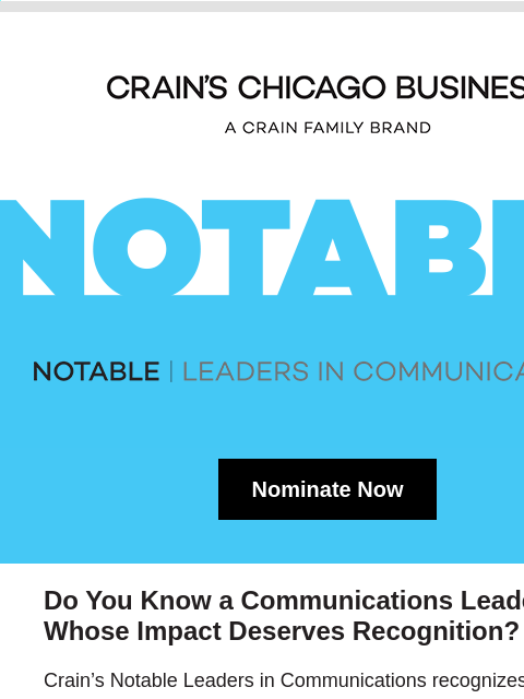 crainliveevents newsletter: Recognize Leaders Guiding Brand Communications