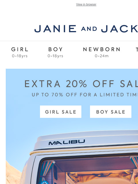 With an extra 20% off sale. View in browser Stores Janie and Jack Girl Boy Newborn Tween Janie and Jack Girl Boy Newborn Tween We Think You'll Love These Girl Boy Newborn Girl Newborn Boy