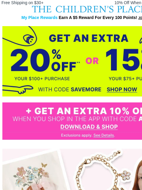 childrensplace newsletter: Trending: Country Cute 🤠 + Extra 20% Off $100+ w/...