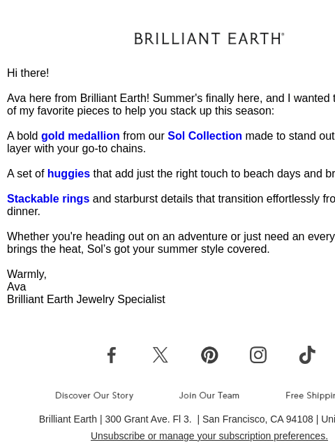 brilliantearth newsletter: All stacked up for summer ☀️