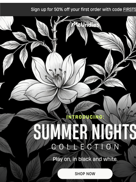 meundies newsletter: Introducing: Summer Nights Collection