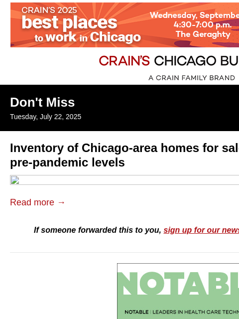 crainalerts newsletter: Housing inventory still less than half of 2019 lev...